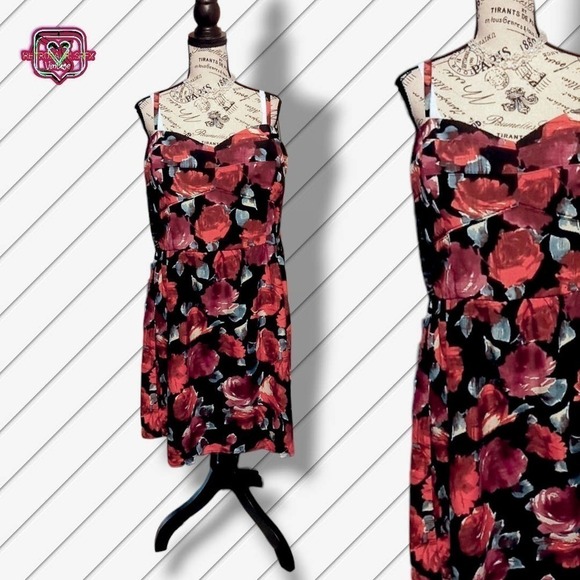 VINTAGE Torrid Y2K Romantic Shirred Rose Floral Party Sundress, Size 22 - Picture 8 of 10